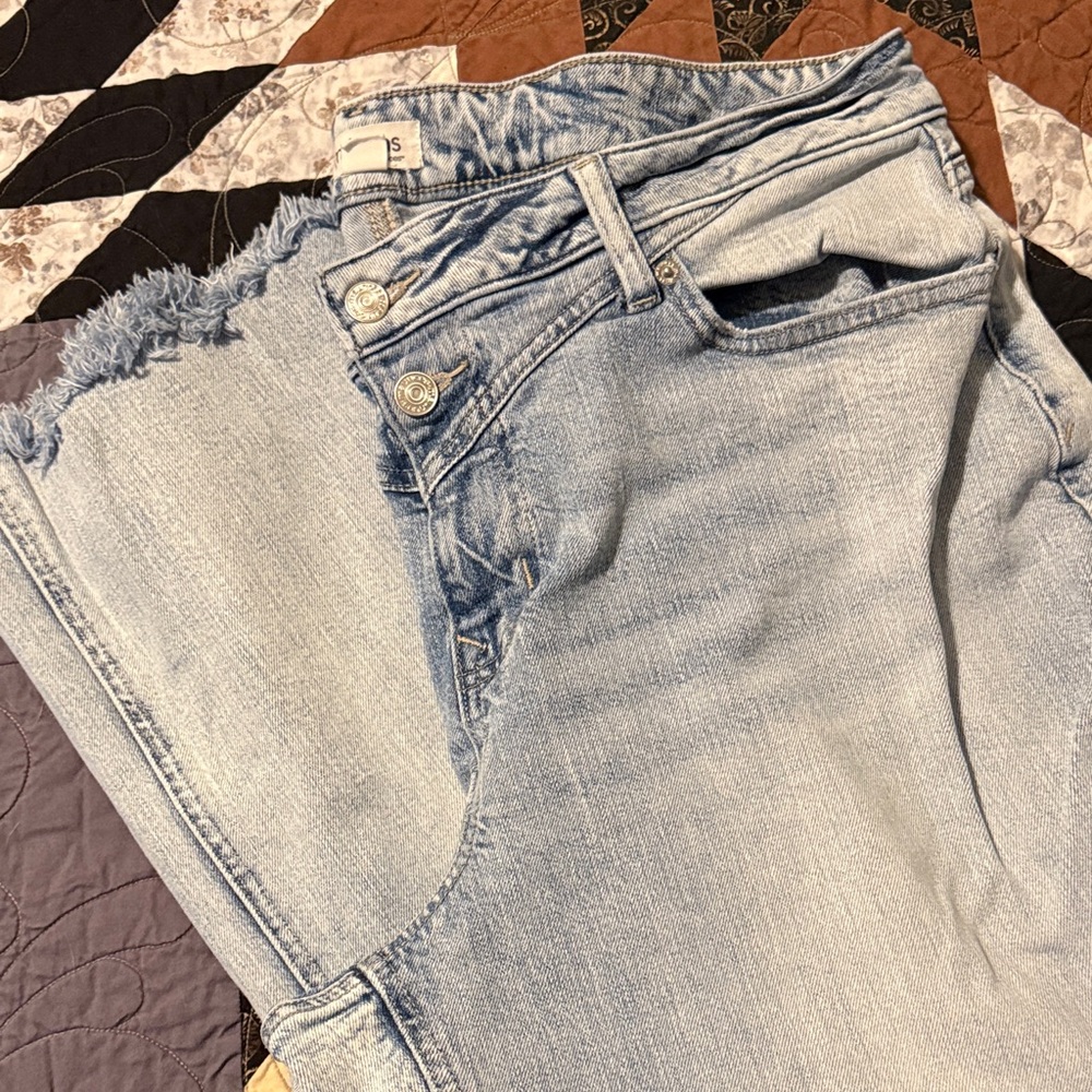 Light Blue Flare Jeans short with Frayed Hem Maurice’s